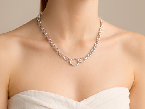 Collar Cadena Dije Aro Acero Blanco