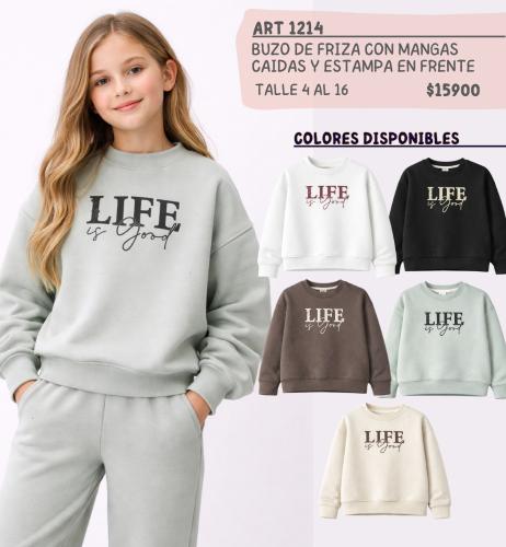 Buzo de Friza con Mangas Caidas y Estamapa - Miniatura 1