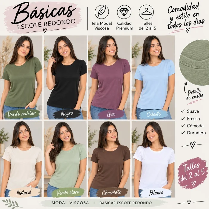Remera  Basica de Modal Viscosa
