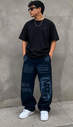 Jean Baggy Azul Diseño Grafiti Tribal