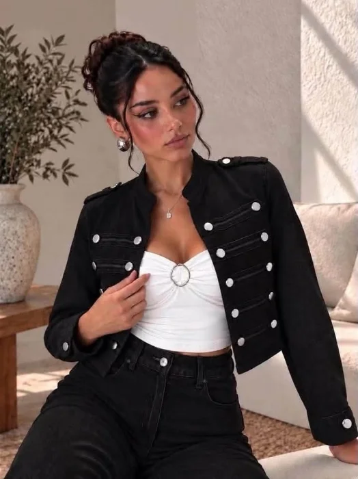 Jean Chamarra Napoleón Negro Campera Dama