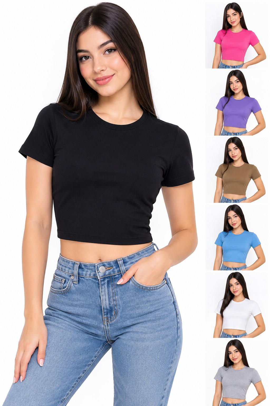 " Remera Básica Baby Tee ) Algodon con Lycra - Imagen 6