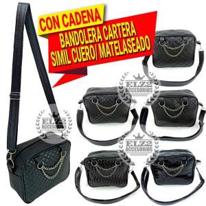 Bandolera Cartera Simil Cuero/ Matelaseado con Cadena