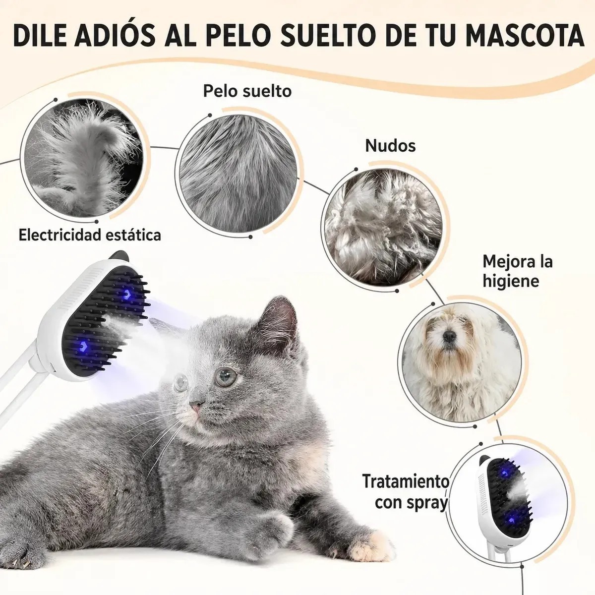 Cepillo a Vapor con Luz Uv para Mascotas - Imagen 4