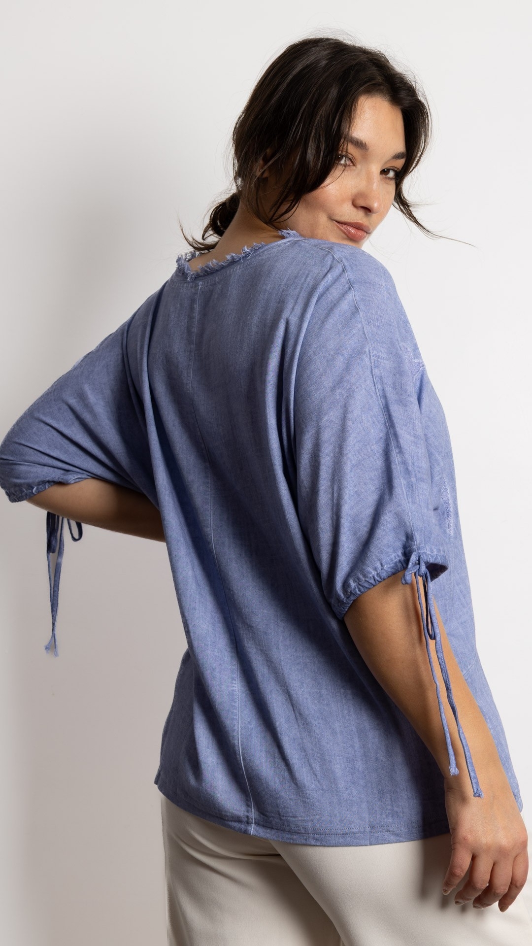 Hazel - Remera Tres Cuartos Algodon y Lino - Imagen 3
