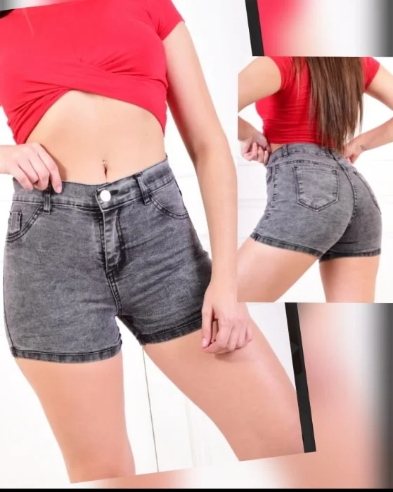 Short con Ruedo Nevado Gris Elastizado