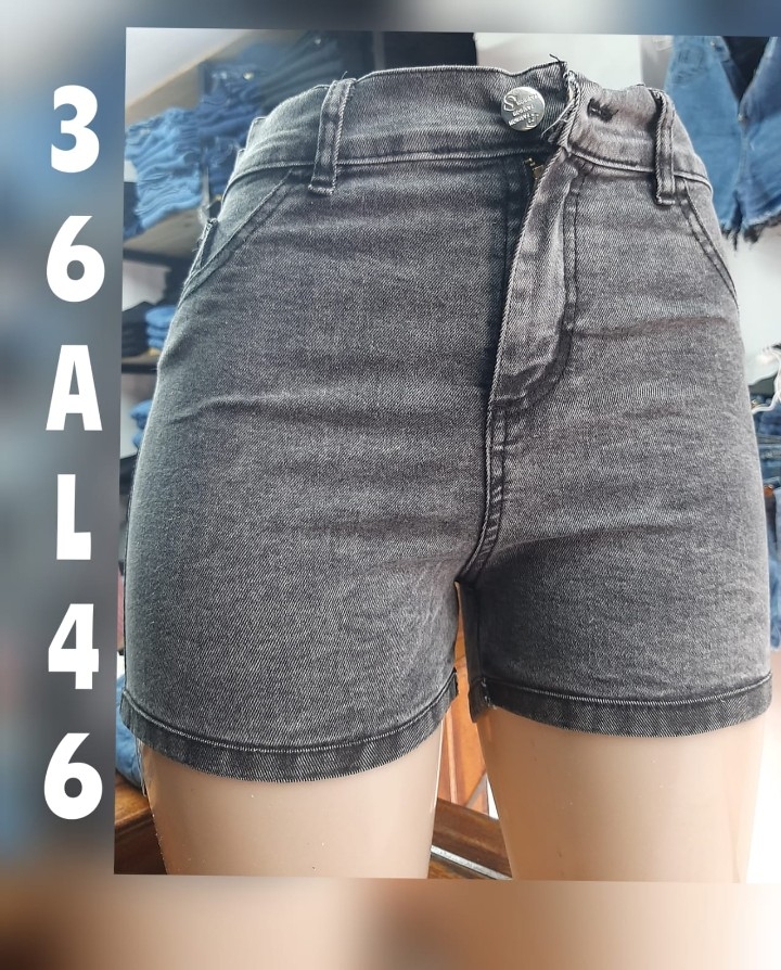 Short con Ruedo Nevado Gris Elastizado - Imagen 2
