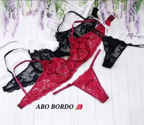 Conjuntos Aro de Encaje Bordó