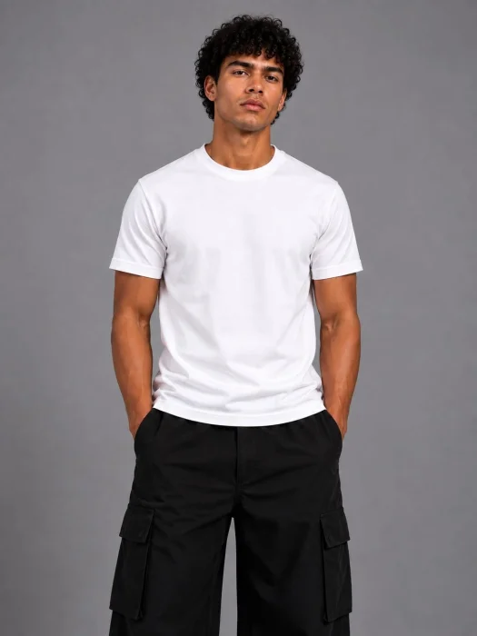 Remera Entallada Lisa Blanca