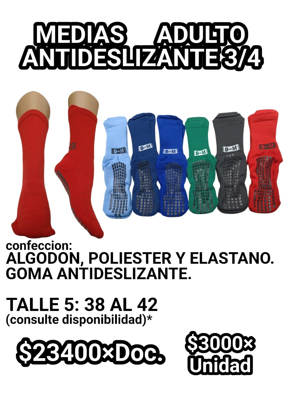 Medias 3/4 Antideslizante Adulto - Imagen 2