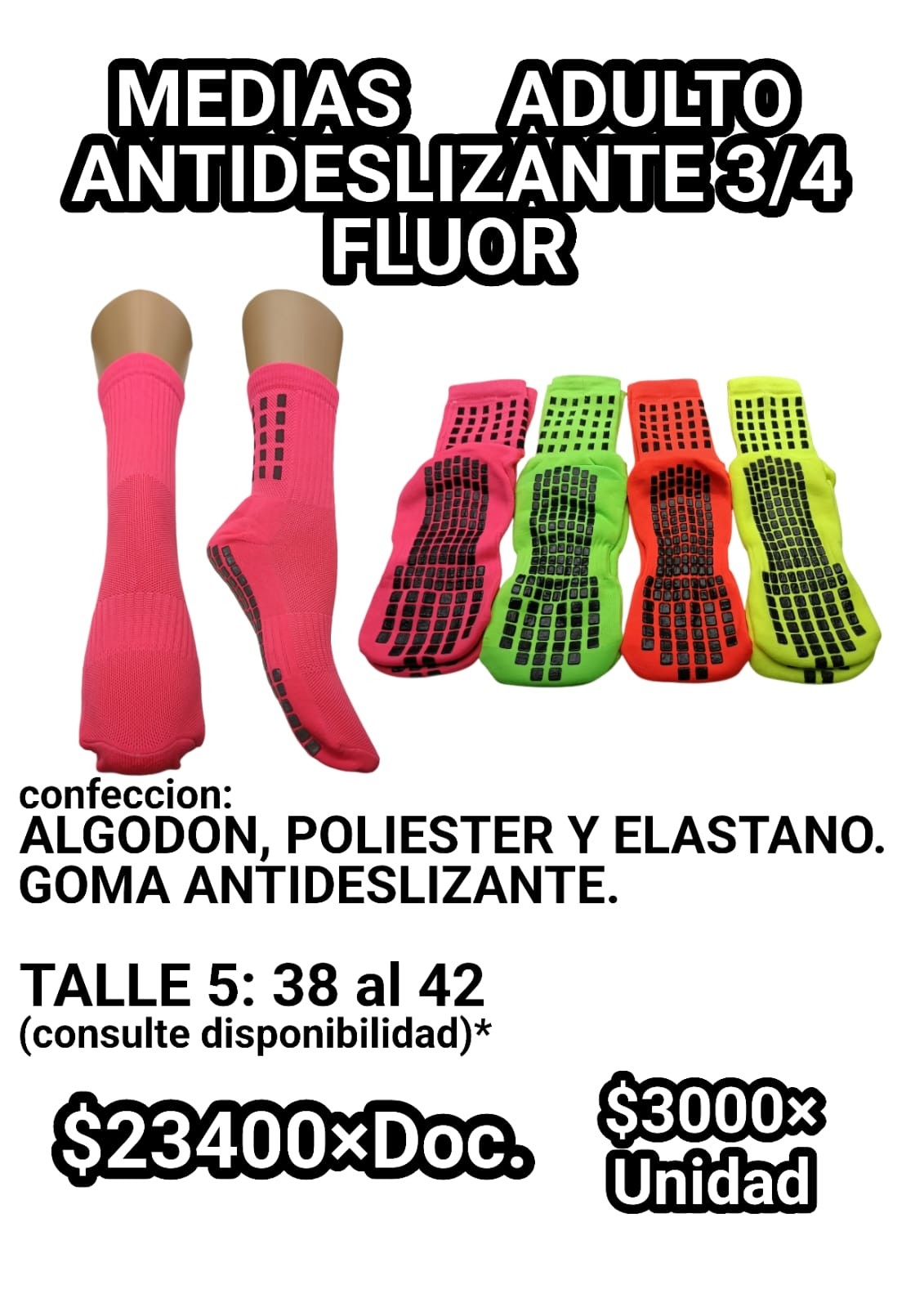 Medias 3/4 Antideslizante Adulto - Imagen 3