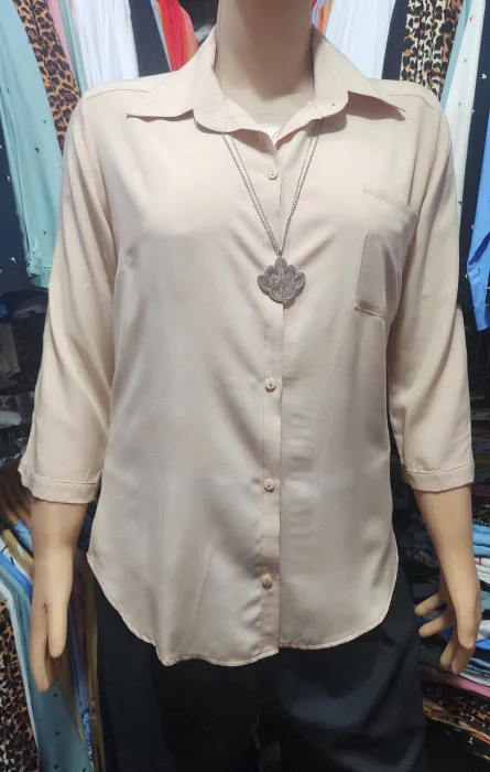 Camisas Mangas Lisas Mangas 3/4 en Fibrana Rayón Poplin