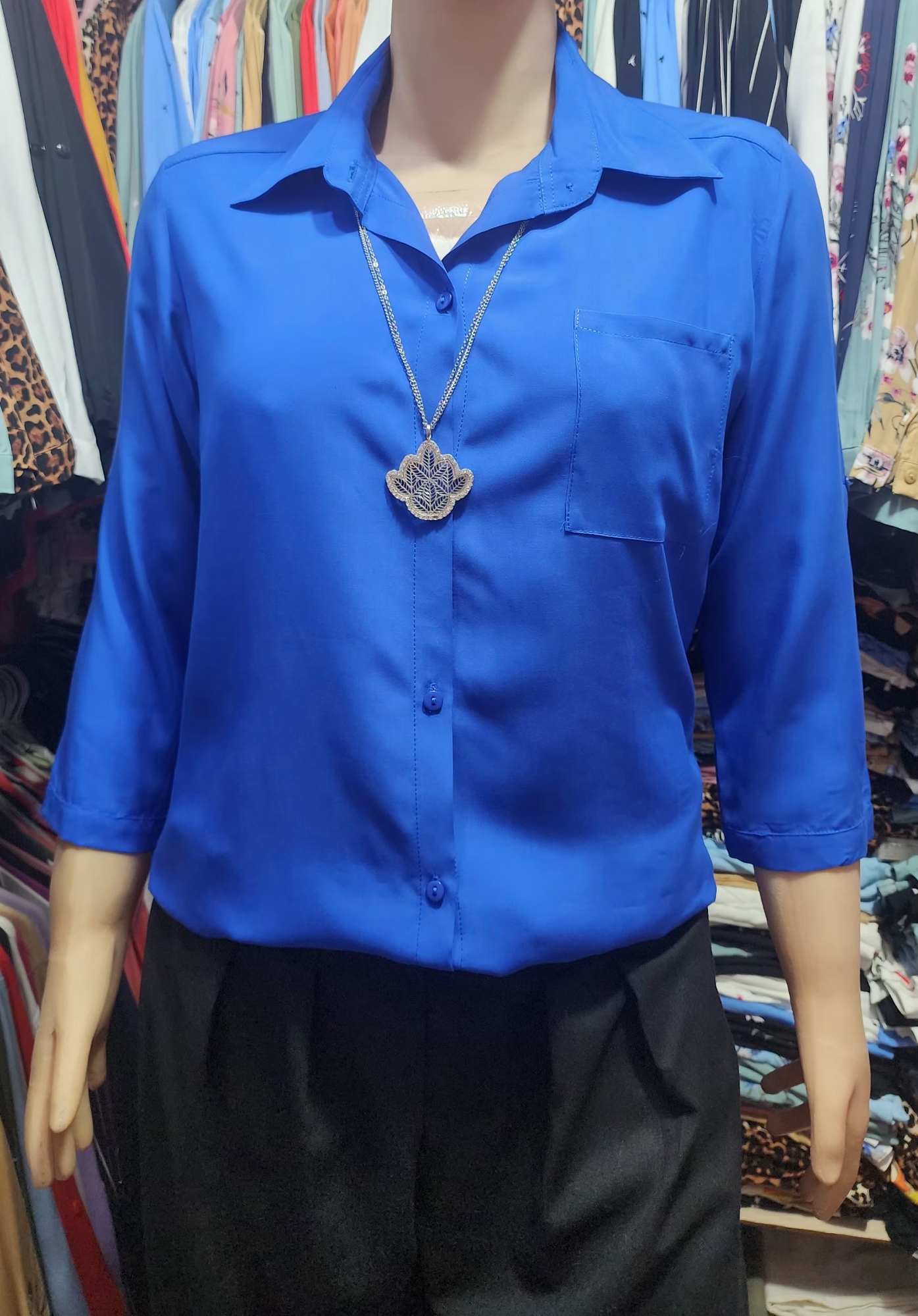 Camisas Mangas Lisas Mangas 3/4 en Fibrana Rayón Poplin - Imagen 2