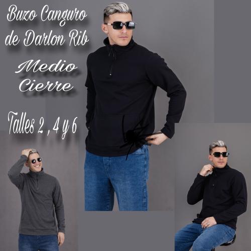 Buzo Medio Cierre de Darlon Rib X Mayor $ 12,000  en Gris y en Negro  Talles 40,42 44