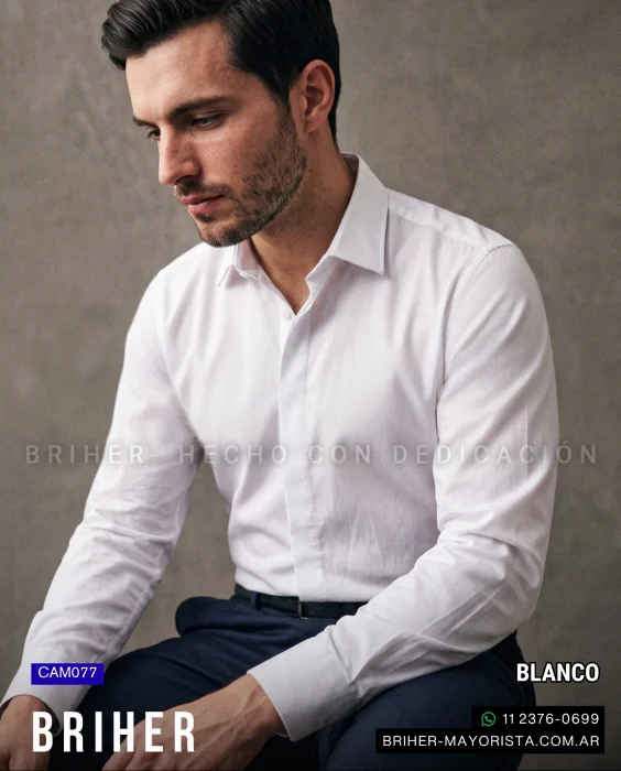Camisa de Vestir con Tapa Botón