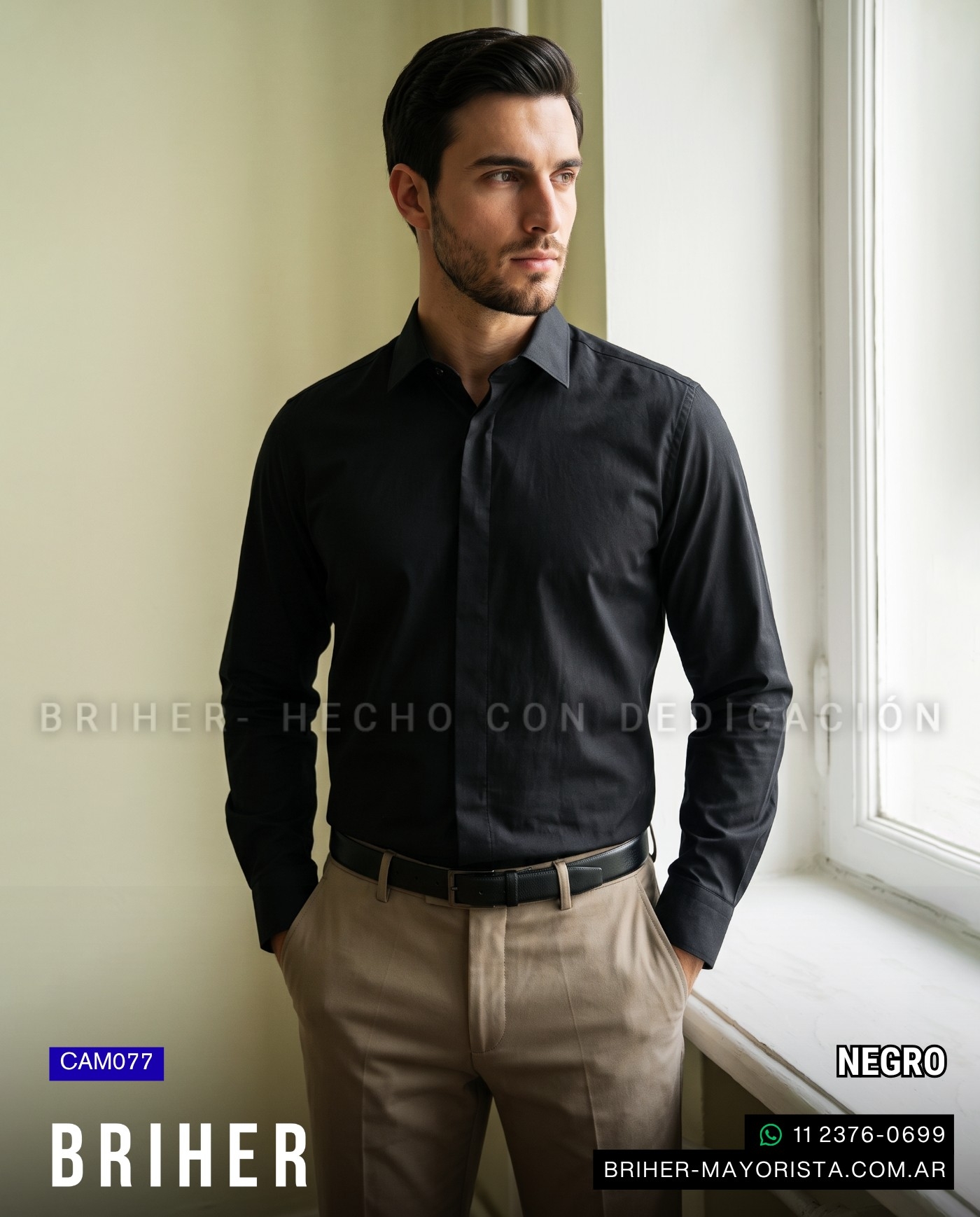 Camisa de Vestir con Tapa Botón - Imagen 4