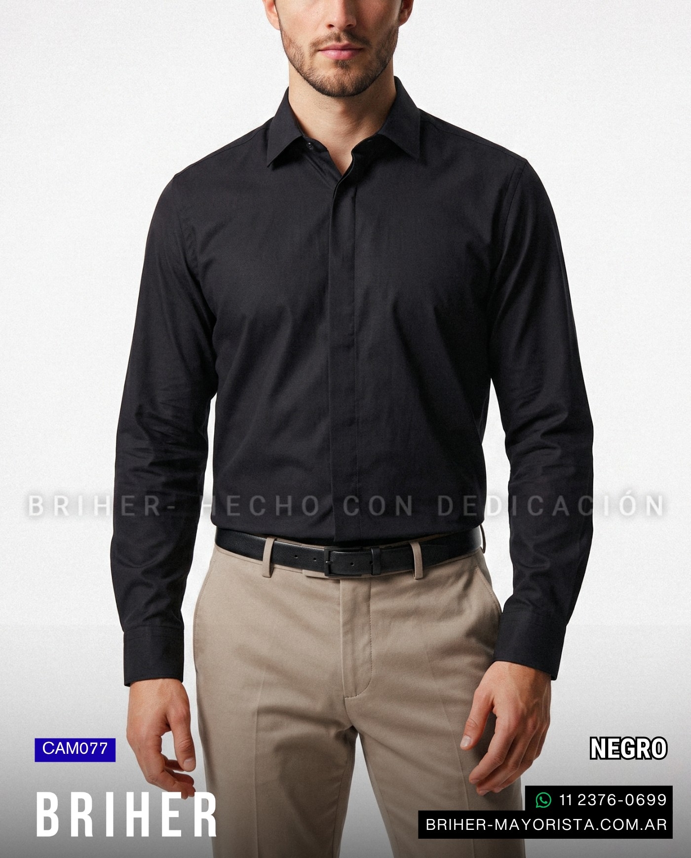 Camisa de Vestir con Tapa Botón - Imagen 5