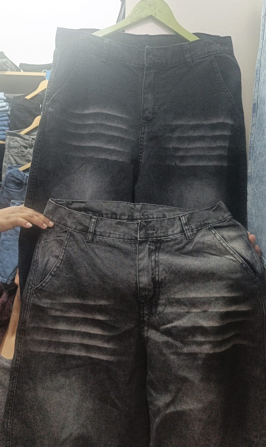 Jean Baggy Gris Oscuro Bigote Hombre - Imagen 3