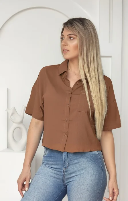 Camisa Crop de Lino