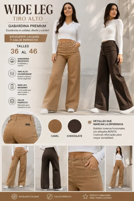 Wide Leg de Gabardina Premiun Rigida y de Jeans X Mayor $19,000 X Curva $18,000 C/u