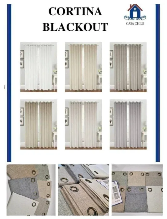 Cortinas Blackout
marca  Casa Chile 
pesadas 
son Engomadas 
con Aros