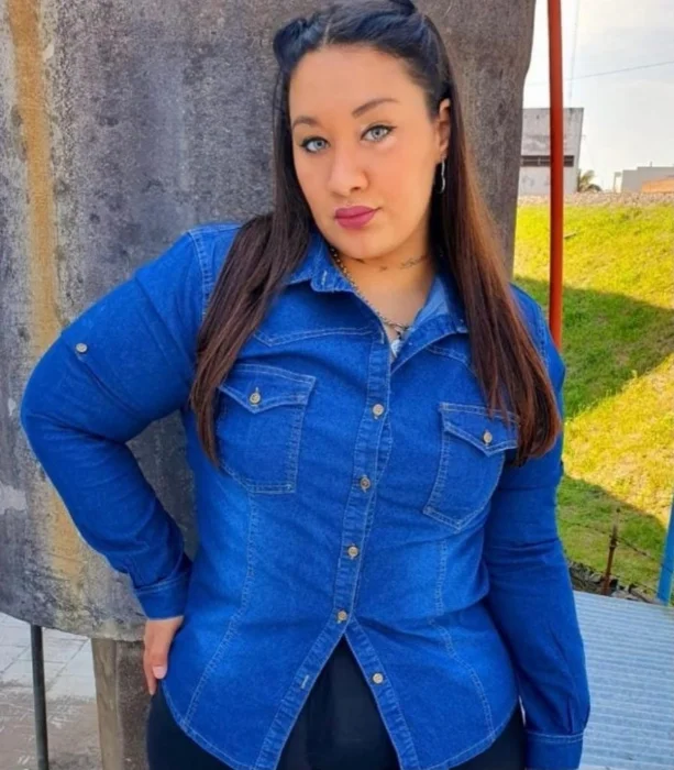 Camisa Jeans Talles Especiales Dama Azul