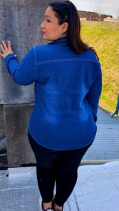 Camisa Jeans Talles Especiales Dama Azul - Miniatura 2