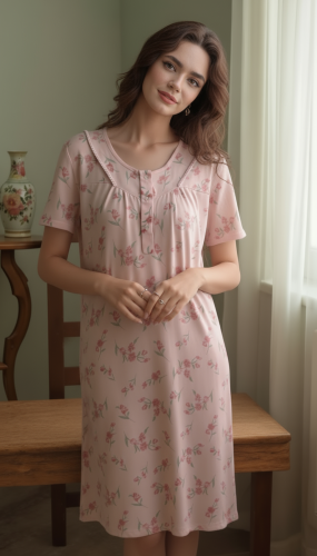 Camisón Señora Manga Corta Puro Algodón 48-60