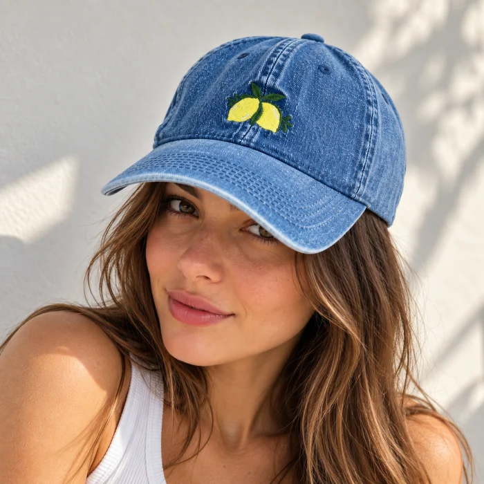 Gorra de Jean con Bordado Limon