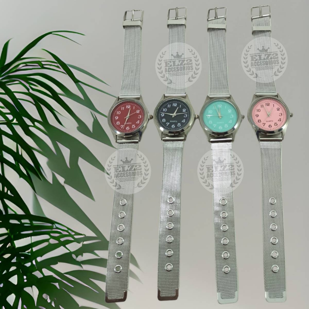 Reloj Malla  Fina Fondo de Colores Varios - Imagen 2