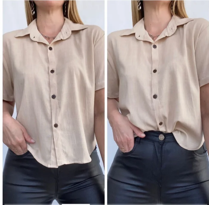 Camisas Cortitas de Lino con Spandex