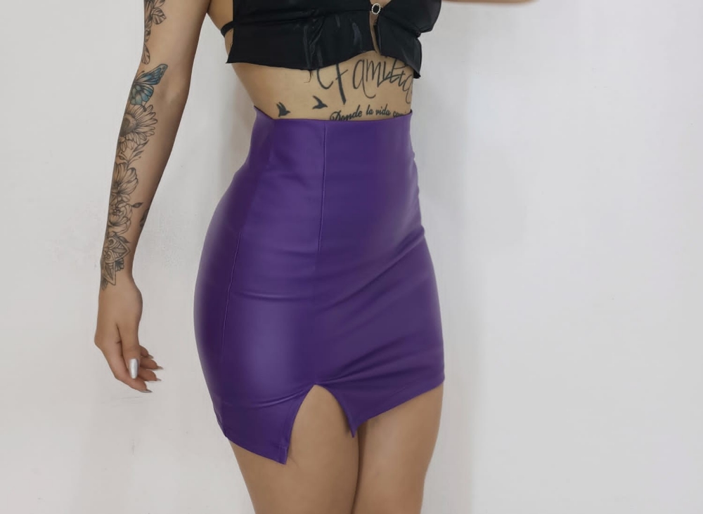 Pollera Bengalina Engomado con Tajo - Imagen 5
