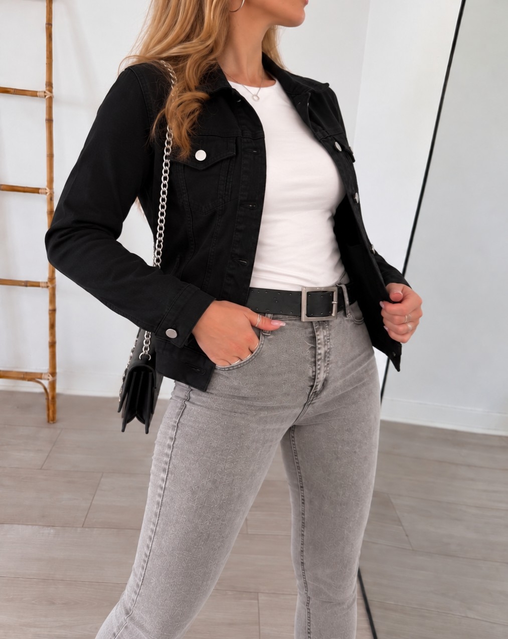 Campera de Jeans Negra - Imagen 2