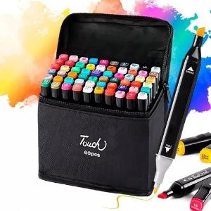 Set de Marcadores Touch 60 Piezas Doble Punta con Estuche