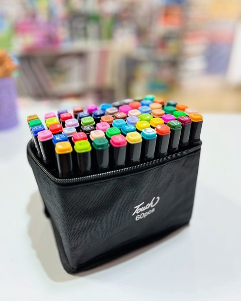 Set de Marcadores Touch 60 Piezas Doble Punta con Estuche - Imagen 2