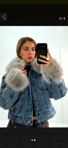 Campera Jean Piel Abrigo Tendencia Importada Mujer la Tienda de Yuyu - Miniatura 2