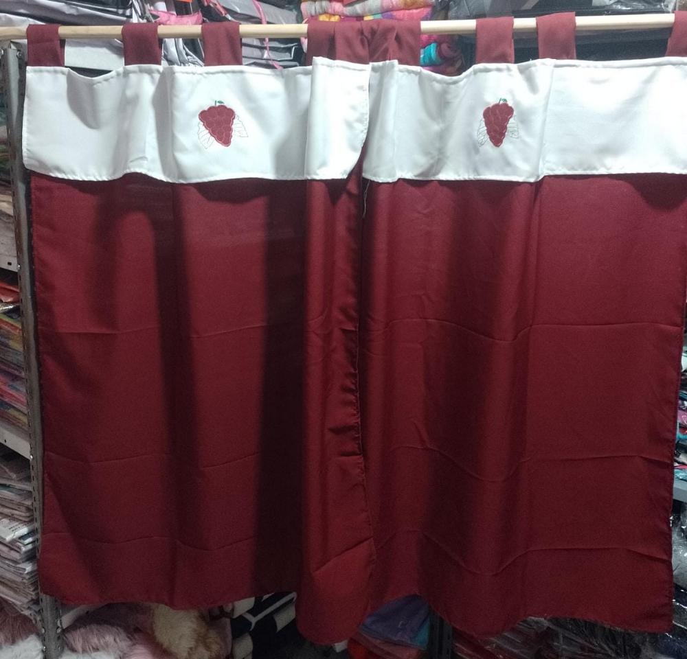 Cortinas de Cocina Bordadas Tela Microfibra - Imagen 2