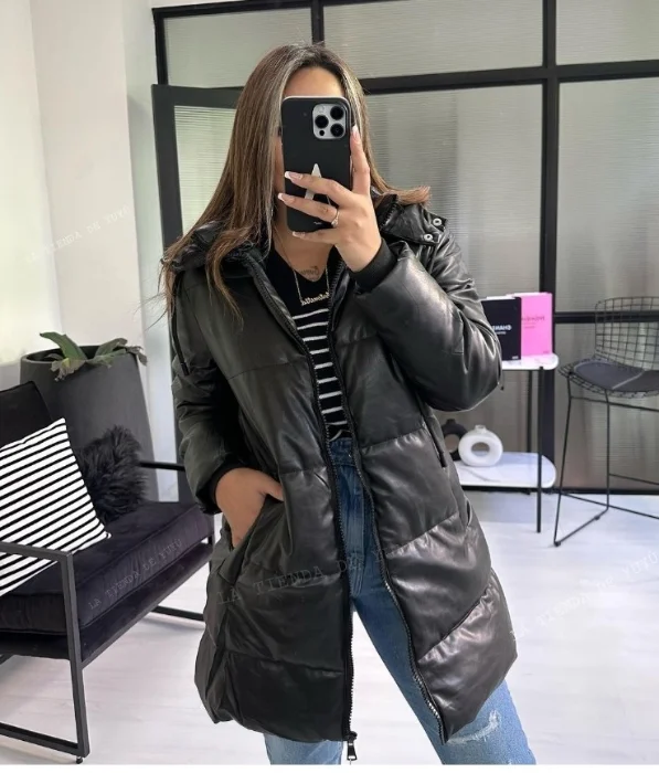 Campera Tapado Engomado Mujer con Piel Importado