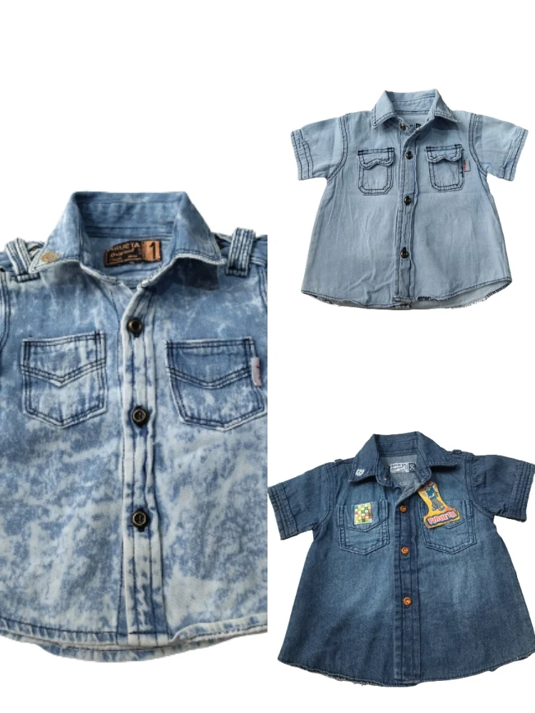 Camisa Jean Manga Corta Bebe - Imagen 1