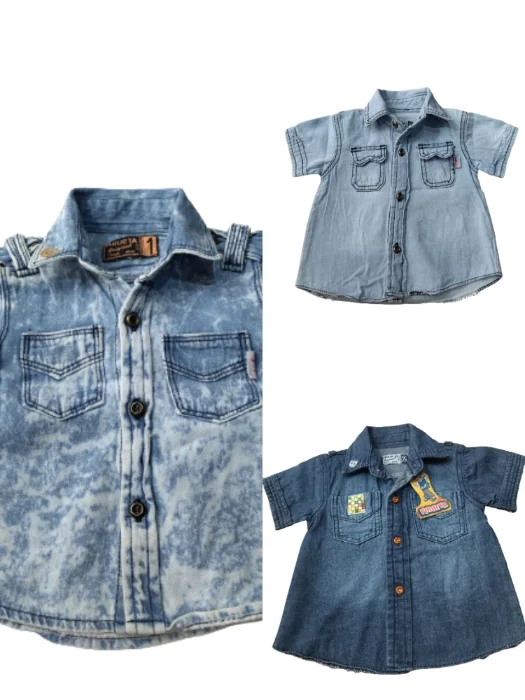 Camisa Jean Manga Corta Bebe