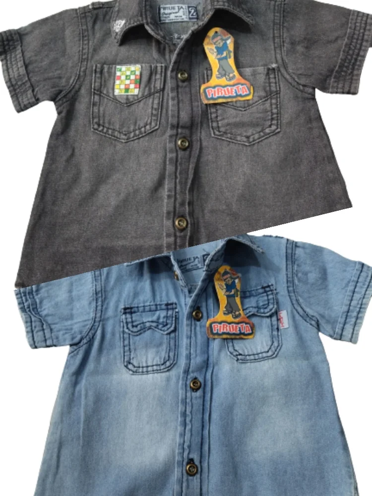 Camisa Jean Manga Corta Bebe - Imagen 2