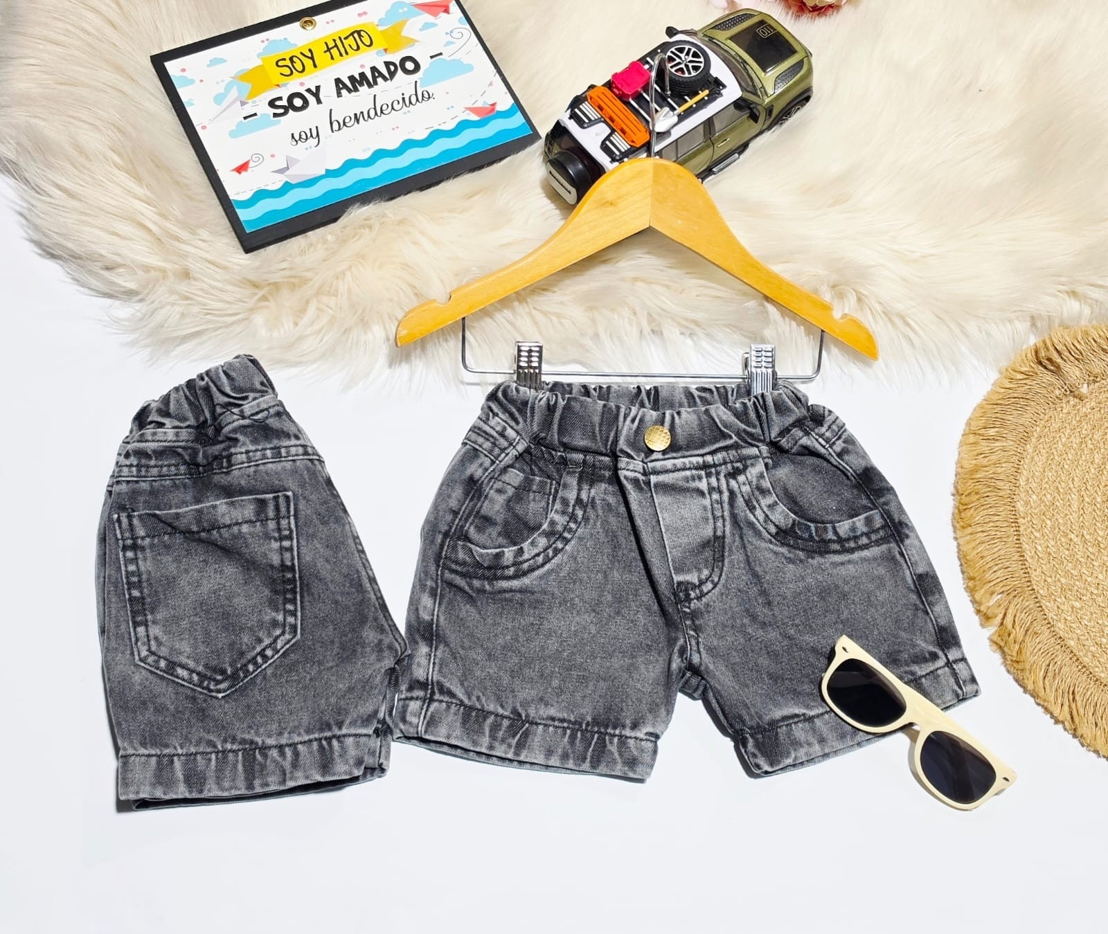 Bermuda Jeans Black P/bebe - Imagen 2