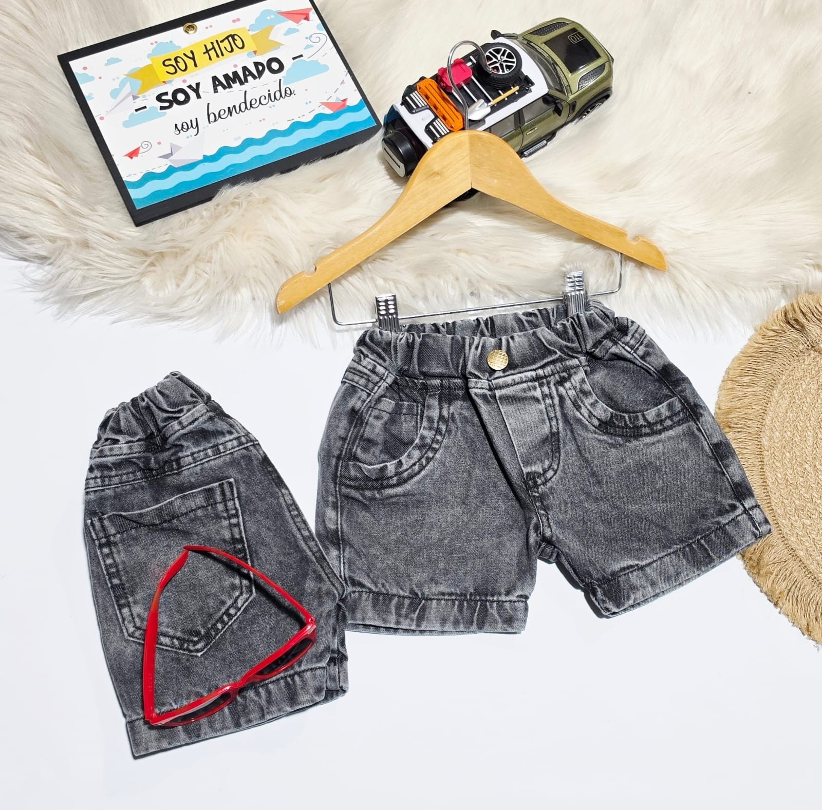 Bermuda Jeans Black P/bebe - Imagen 3