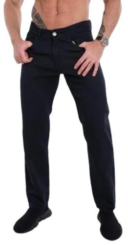 Pantalón Jeans Corte Clasico Negro Rigido - Miniatura 1