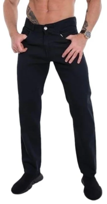 Pantalón Jeans Corte Clasico Negro Rigido