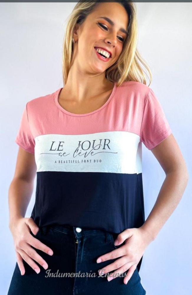 Remera Tricolor con Letras - Imagen 2