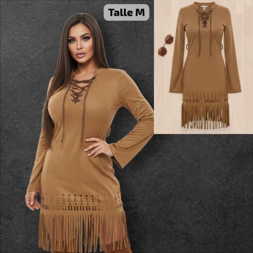 Vestido Tiritas de Gamuza  Importado