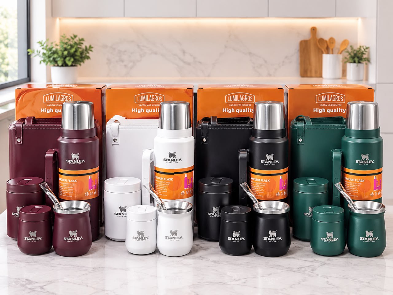 Set Stanley Termo 1,2lt, Mate 260 Ml, Bombilla, Yerbera, Azucarera y Bolso Matero - Imagen 2
