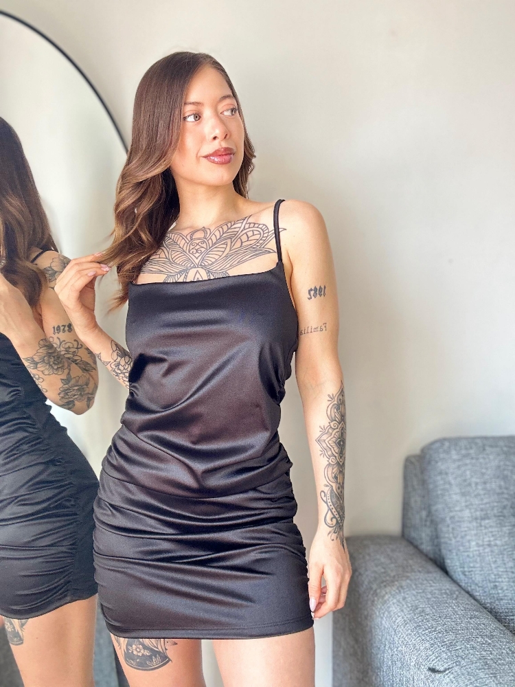 Liquidacion Vestido Frunce Saten - Imagen 3
