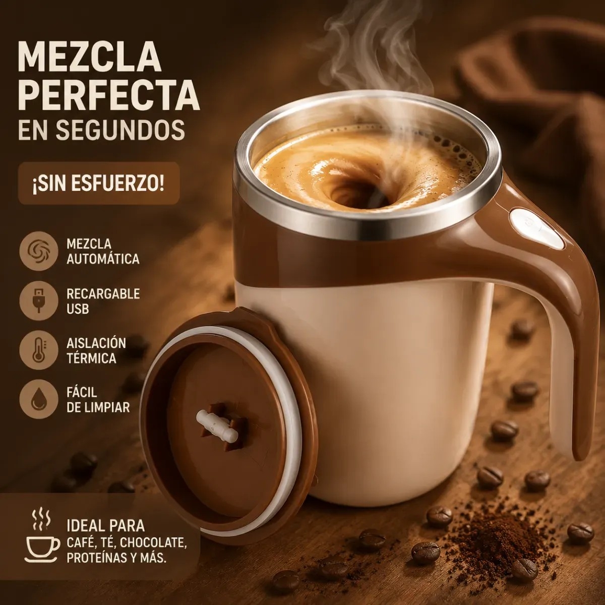 Taza Cafe Mezcladora - Batidora 380ml - Imagen 6
